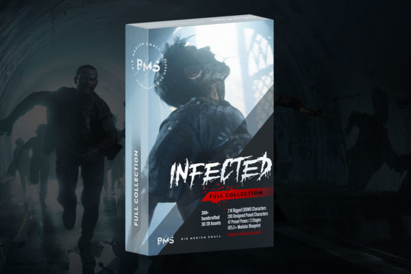 BMS丧尸感染人群人物角色3D模型资产 Blender/FBX/OBJ/UE5 Big Medium Small – Infected Collection