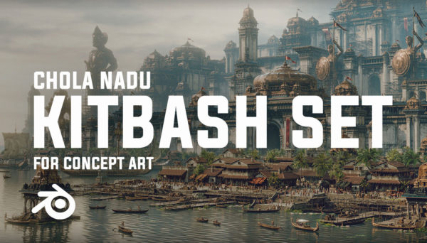Blender印度风格海报城市港口场景3D资产模型 CHOLA NADU – Kitbash Set