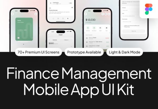 Finance Management Mobile App UI Kit 70+屏全面财务管理金融科技电子钱包手机移动app设计ui界面套件figma格式模板