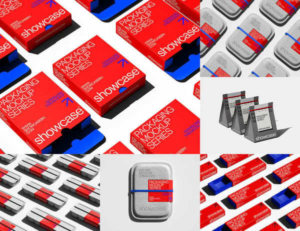 SM_Packaging Mockup Bundle by Showcase Mockup 6款高级视觉包装推拉纸盒环保快餐盒外卖盒纸袋品牌vi设计ps展示贴图样机模板