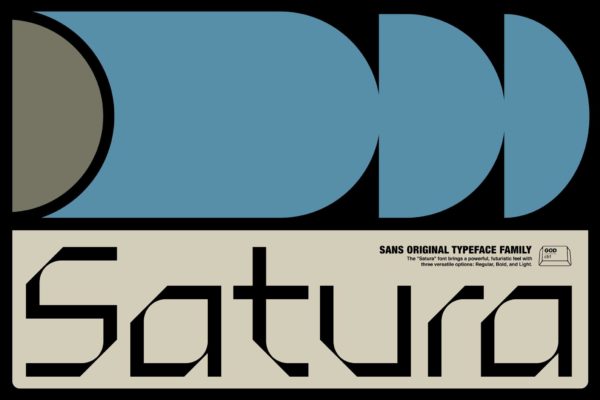 复古未来派科幻封面海报徽标设计无衬线英文字体 Satura Display Typeface Family
