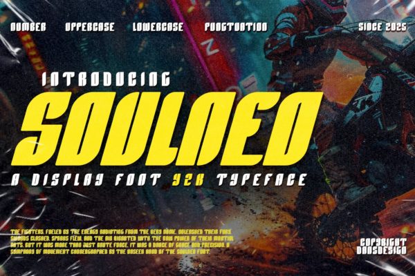 时尚复古Y2K赛博朋克海报街头服饰电子竞技设计无衬线英文字体 Soulneo Display Y2k Typeface Font