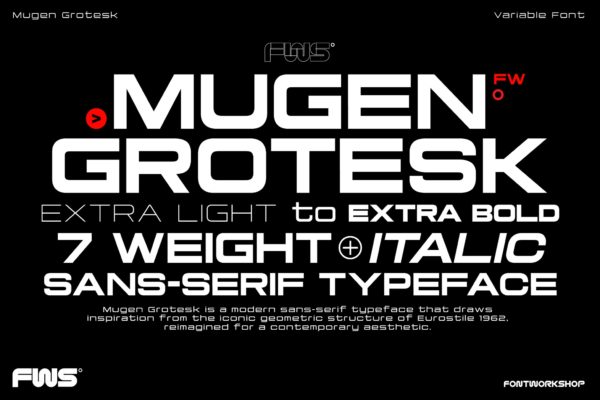 时尚复古美学品牌海报徽标设计无衬线英文字体安装包 Mugen Grotesk