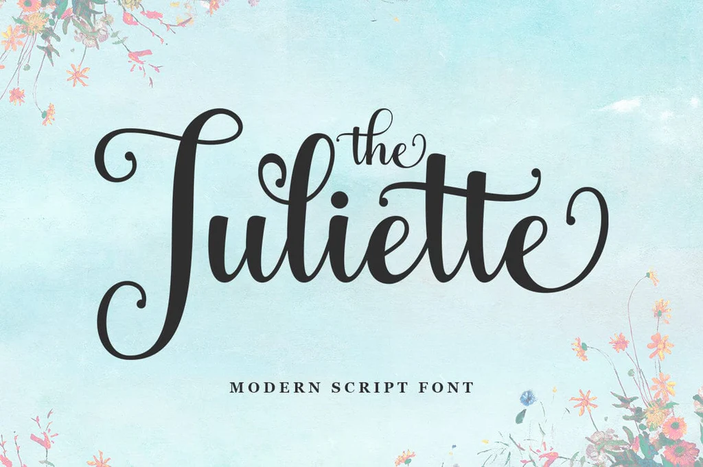 Myfonts – Hello Bluebird Font Duo 现代基线舞动优雅婚礼请柬T恤标题徽标logo手写英文字体素材