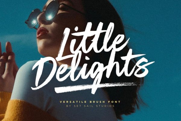 时尚俏皮品牌海报徽标设计手写英文字体安装包 Little Delights Brush Font