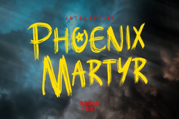 时尚都市街头品牌海报服饰设计手写英文字体安装包 Phoenix Martyr – Dry Brush Font