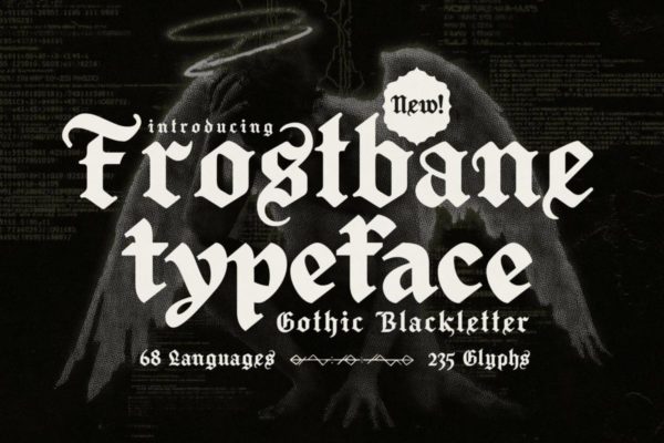神秘感哥特式黑暗中世纪复古psai英文字体安装包 Frostbane – Gothic Blackletter Typeface