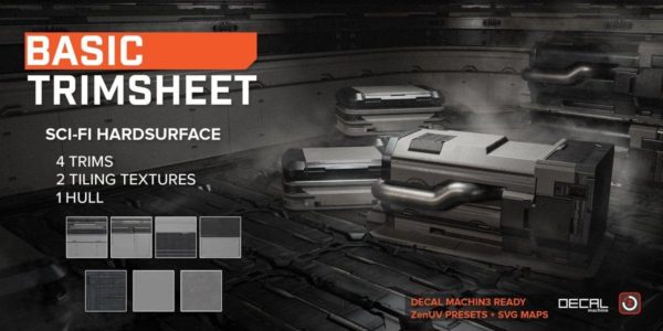 Blender科幻硬面金属油漆PBR纹理3D资产预设 Gumroad – Basic Trimsheet Set