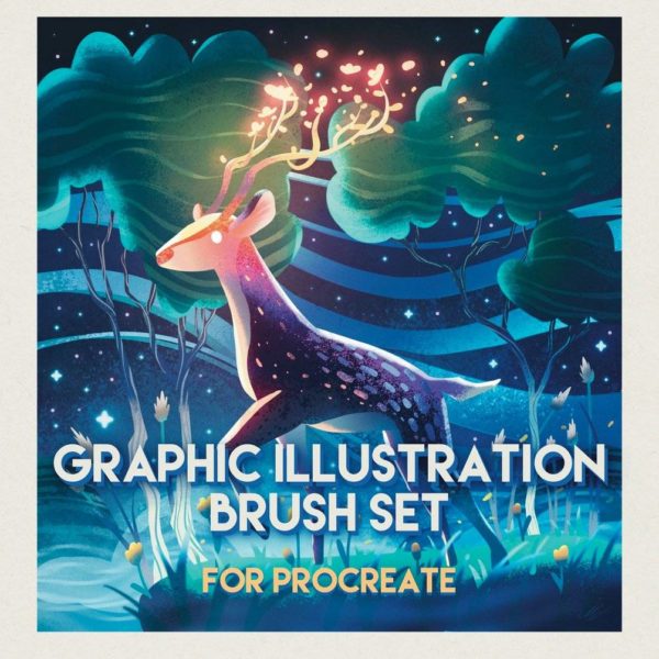 星星半色调颗粒喷漆铅笔线条素描绘画procreate笔刷画笔素材 Gumroad – Graphic Illustration Brush Set for Procreate