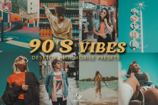 10款90年代复古电影外观黄色调旅拍扫街人像摄影调色Lightroom预设 支持手机LR Retro 90’s Lightroom Presets