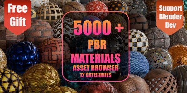 5000+款风格化PBR金属瓷砖地砖石头木纹Blender材质预设 5000+ PBR Asset Browser V3 update for Blender