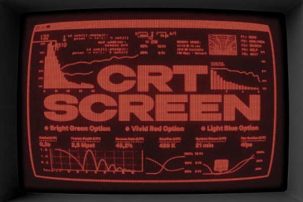 复古老式赛博朋克风CRT显示效果图形修图PS特效滤镜插件样机 CRT Screen Text Effect