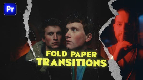 PR模板 12组创意撕纸纸片拼贴艺术视频转场过渡动画特效 Fold Paper Transitions By EasyFrox