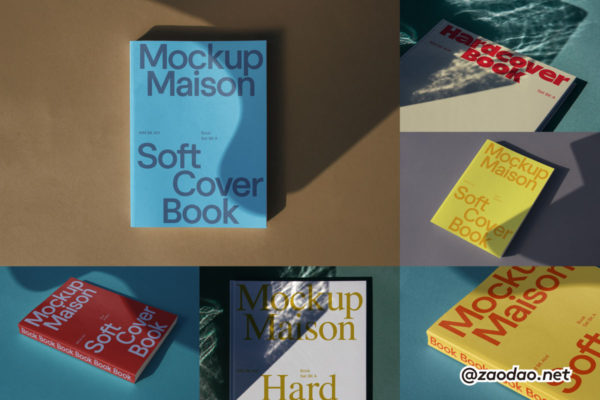 7款真实拍摄画册书籍杂志封面设计展示效果图PS贴图样机模板 Mockup.Maison – A Collection P1