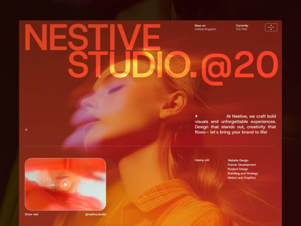 时尚创意企业品牌营销宣传网站登陆页面UI设计Framer模板素材 Nestive Studio Framer Templates