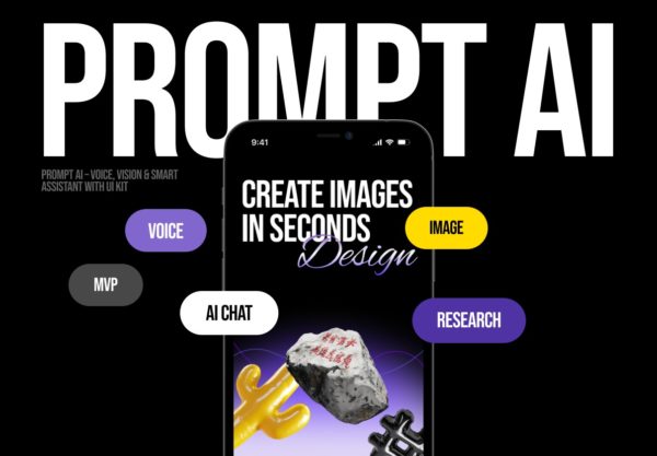 45屏创意AI智能聊天问答对话app界面设计ui套件figma模板素材 Prompt AI — Premium AI App (MVP)
