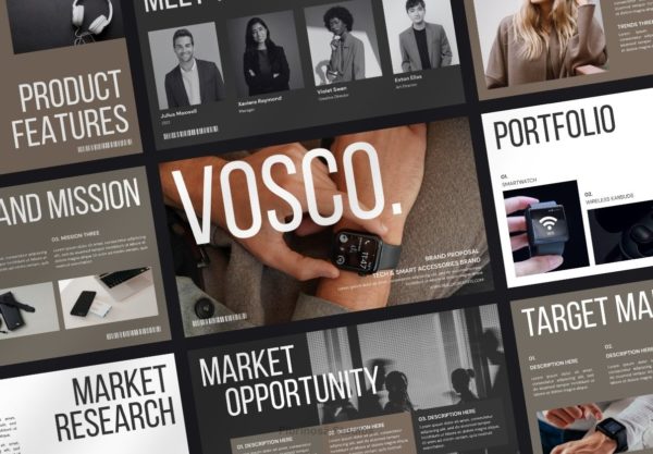 现代时尚品牌营销策划提案简报设计ppt/keynote模版 Vosco – Brand Proposal Presentation