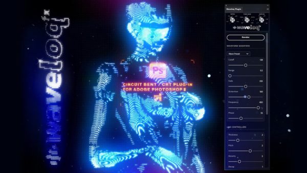 PS插件 数字CRT信号故障扭曲毛刺模拟图像修图特效滤镜CCX插件 Waveloq Photoshop Plugin