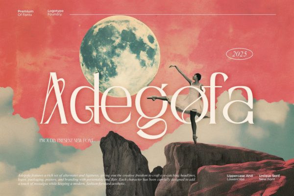 现代复古品牌邀请函徽标设计衬线英文字体安装包 Adegofa Modern Retro Serif Font