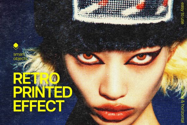 复古怀旧半色调做旧照片效果ps特效滤镜样机 Retro Printed Photo Effect