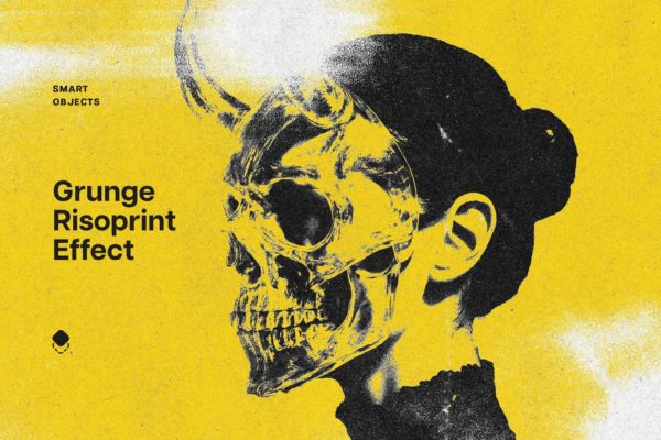 潮流斑点燥点划痕照片效果ps特效滤镜样机 Grunge Risoprint Photo Effect