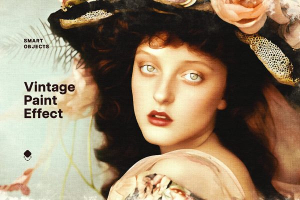 复古水彩绘画纹理照片效果ps特效滤镜样机 Vintage Paint Effect