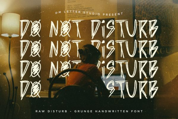 优雅复古品牌海报徽标设计手写英文字体安装包 Do Not Disturb – Vintage Grunge Handwritten Font