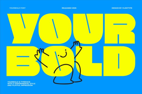 卡通俏皮杂志海报徽标设计无衬线英文字体安装包 Yourbold – Bold Font