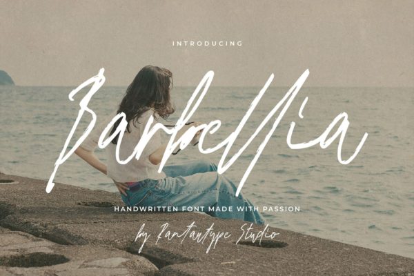 现代优雅杂志包装婚礼邀请函设计手写英文字体安装包 Barbellia Handwritten Font