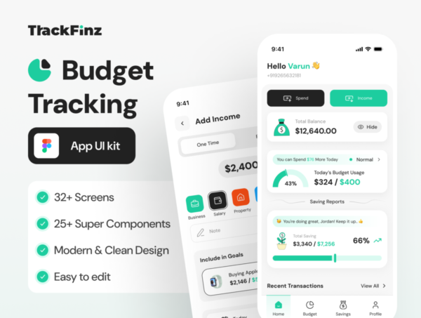 32+屏现代极简个人财务理财管理app应用程序ui界面设计figma模板素材 Trackfinz Personal Finance & Budgeting App特色图 32+屏现代极简个人财务理财管理app应用程序ui界面设计figma模板素材 Trackfinz Personal Finance & Budgeting App