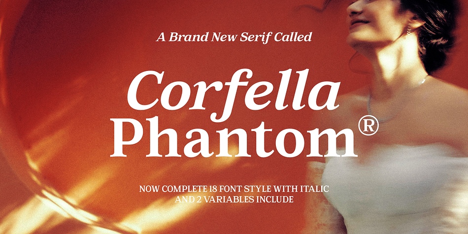 Fontspring – Corfella Phantom Font Family 28款字重优雅复古女性化品牌包装标题logo设计衬线英文字体安装包