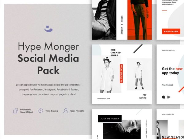 10款ins风极简美学社交媒体品牌推广公众号推文海报设计psd模板 Hype Monger Social Media特色图 10款ins风极简美学社交媒体品牌推广公众号推文海报设计psd模板 Hype Monger Social Media
