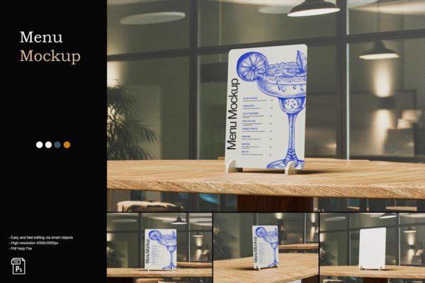 真实拍摄菜单传单海报设计ps贴图展示样机模板素材Menu Mockup
