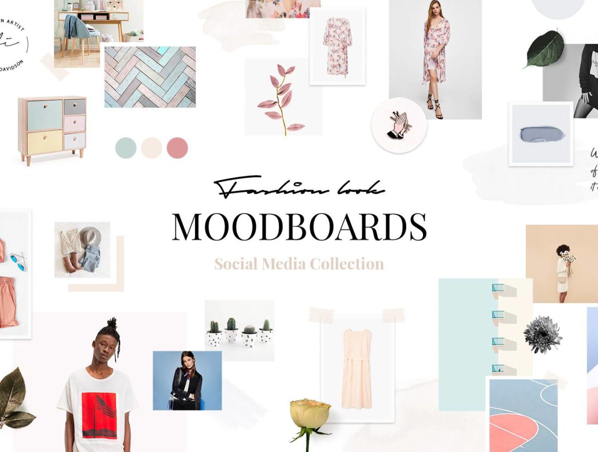 30款ins风服装品牌社交媒体公众号推文海报设计psd源文件模板 Fashion Look Mood Boards