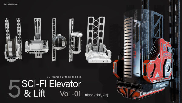 Blender未来科幻机甲升降梯电梯3D资产设计素材 Artstation – 5 Sci-fi Elevator Kitbash Vol 01特色图 Blender未来科幻机甲升降梯电梯3D资产设计素材 Artstation – 5 Sci-fi Elevator Kitbash Vol 01