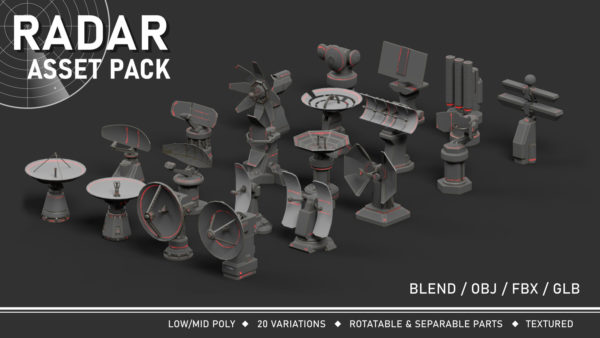 Blender模型 未来科幻雷达单元3D资产设计素材 Artstation – Radar Pack特色图 Blender模型 未来科幻雷达单元3D资产设计素材 Artstation – Radar Pack