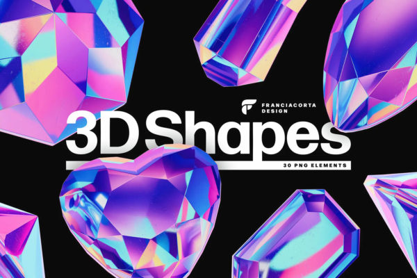 Crystals Collection – 3D Objects Set 30款全息渐变3D立体镀铬宝石水晶PNG免扣插画图片设计元素特色图 Crystals Collection – 3D Objects Set 30款全息渐变3D立体镀铬宝石水晶PNG免扣插画图片设计元素
