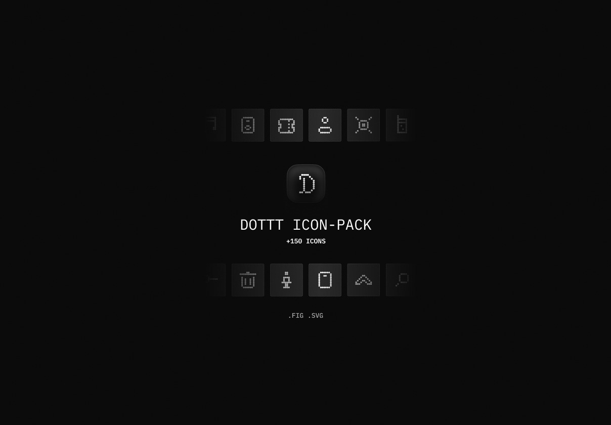150款创意点状品牌包装UI界面设计图标Icons设计Figma格式素材DOTTT ICON-PACK