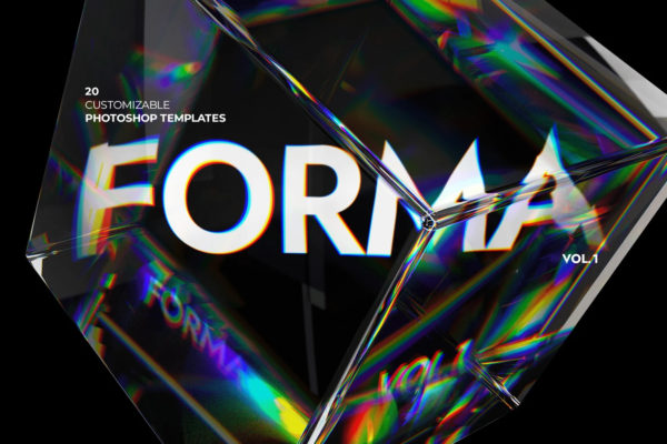 FORMA – 20 Photoshop Templates 20款透明3D水晶玻璃折射变形光学畸变错位模糊虚化ps特效样机模板特色图 FORMA – 20 Photoshop Templates 20款透明3D水晶玻璃折射变形光学畸变错位模糊虚化ps特效样机模板