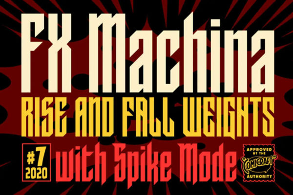 Myfonts – FXMachina Font Family 90年代复古动漫漫画风格先锋锋利尖锐浓缩无衬线英文字体安装包