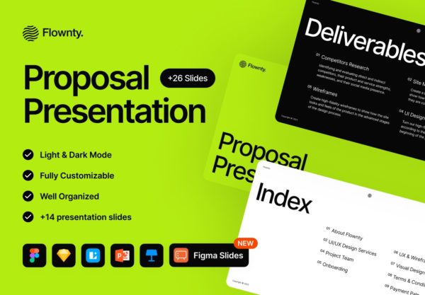 14+页双配色极简设计师个人介绍简历提案幻灯片设计keynote/ppt/figma格式素材Flownty – Proposal Presentation特色图 14+页双配色极简设计师个人介绍简历提案幻灯片设计keynote/ppt/figma格式素材Flownty – Proposal Presentation