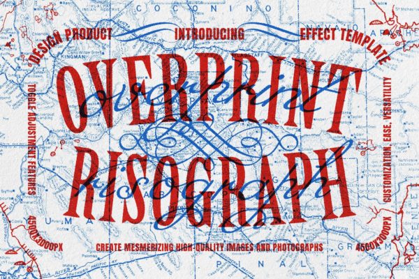 复古双色调Riso印刷叠加效果图像文字处理特效Ps滤镜插件样机 Risograph Vintage Overprint Effect特色图 复古双色调Riso印刷叠加效果图像文字处理特效Ps滤镜插件样机 Risograph Vintage Overprint Effect