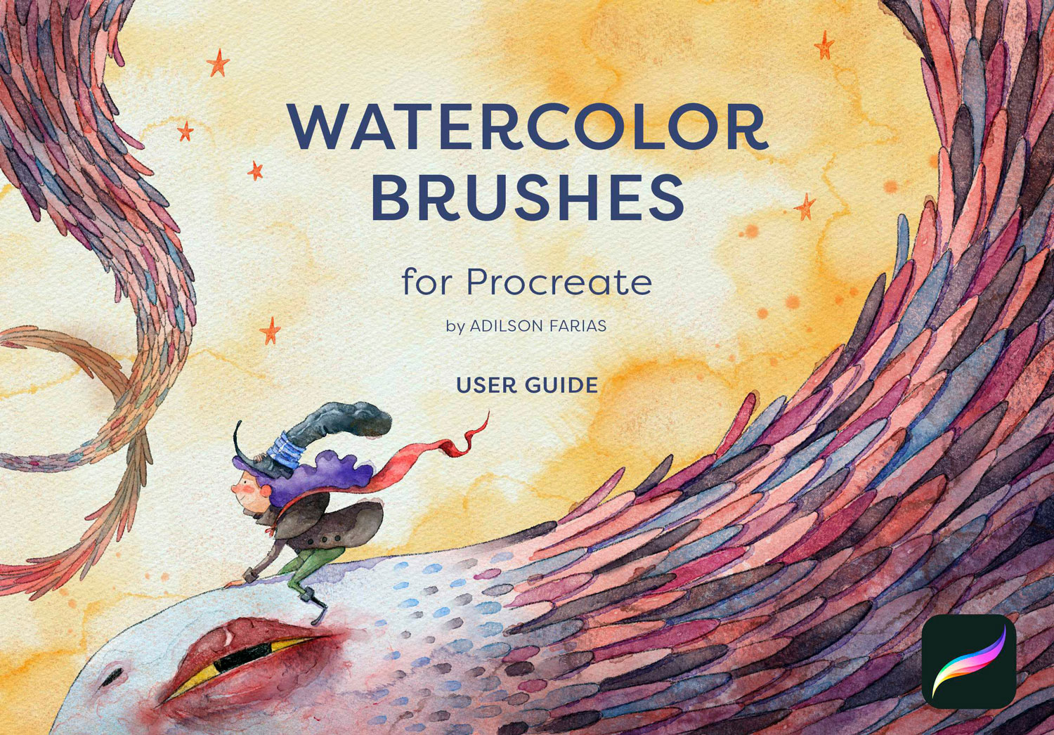 独家水彩水墨喷墨毛笔笔触数字绘画procreate笔刷+纸张图片套装 Watercolor Brushes for Procreate – Adilson Farias – Brushes for Procreate