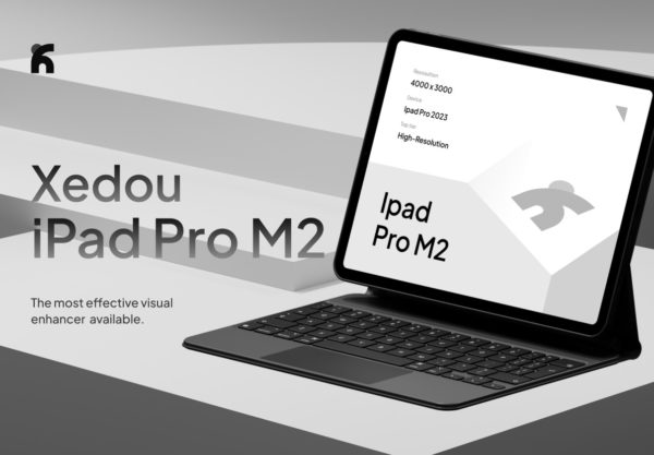 3款高级灰色工业风UI界面设计苹果iPad Pro平板电脑展示效果图PS贴图样机模板 Xedou – Ipad Pro Mockup M2