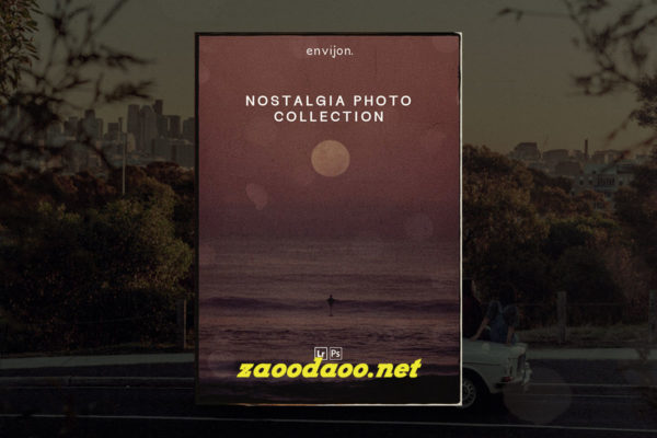 永恒美学风格化怀旧电影边框35mm胶片颗粒模拟旅拍摄影调色Lightroom预设+PNG图片套装 Envijon – Nostalgia Photo Collection