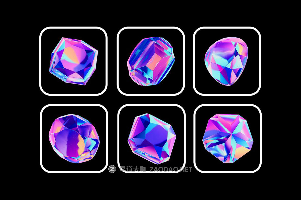 Crystals Collection – 3D Objects Set 30款全息渐变3D立体镀铬宝石水晶PNG免扣插画图片设计元素插图4 Crystals Collection – 3D Objects Set 30款全息渐变3D立体镀铬宝石水晶PNG免扣插画图片设计元素插图4