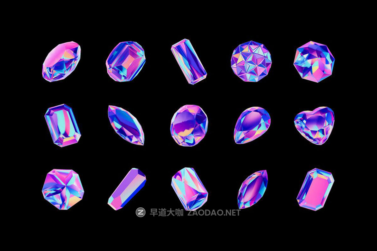 Crystals Collection – 3D Objects Set 30款全息渐变3D立体镀铬宝石水晶PNG免扣插画图片设计元素插图6 Crystals Collection – 3D Objects Set 30款全息渐变3D立体镀铬宝石水晶PNG免扣插画图片设计元素插图6