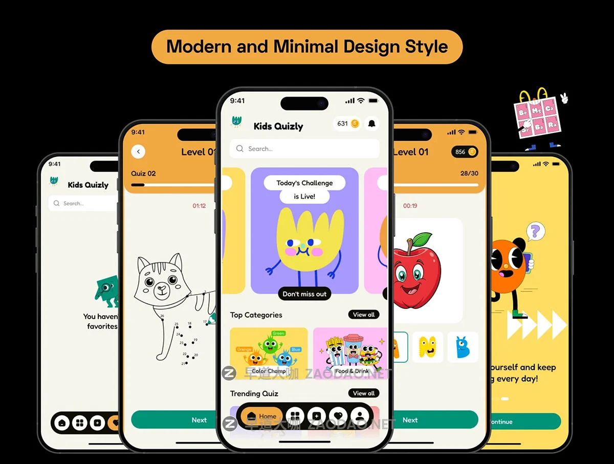 140+屏高级有趣婴儿儿童启蒙教育学习问答游戏app应用程序ui界面设计figma模板 Kids Quizly – Fun & Educational App UI Kit插图3 140+屏高级有趣婴儿儿童启蒙教育学习问答游戏app应用程序ui界面设计figma模板 Kids Quizly – Fun & Educational App UI Kit插图3