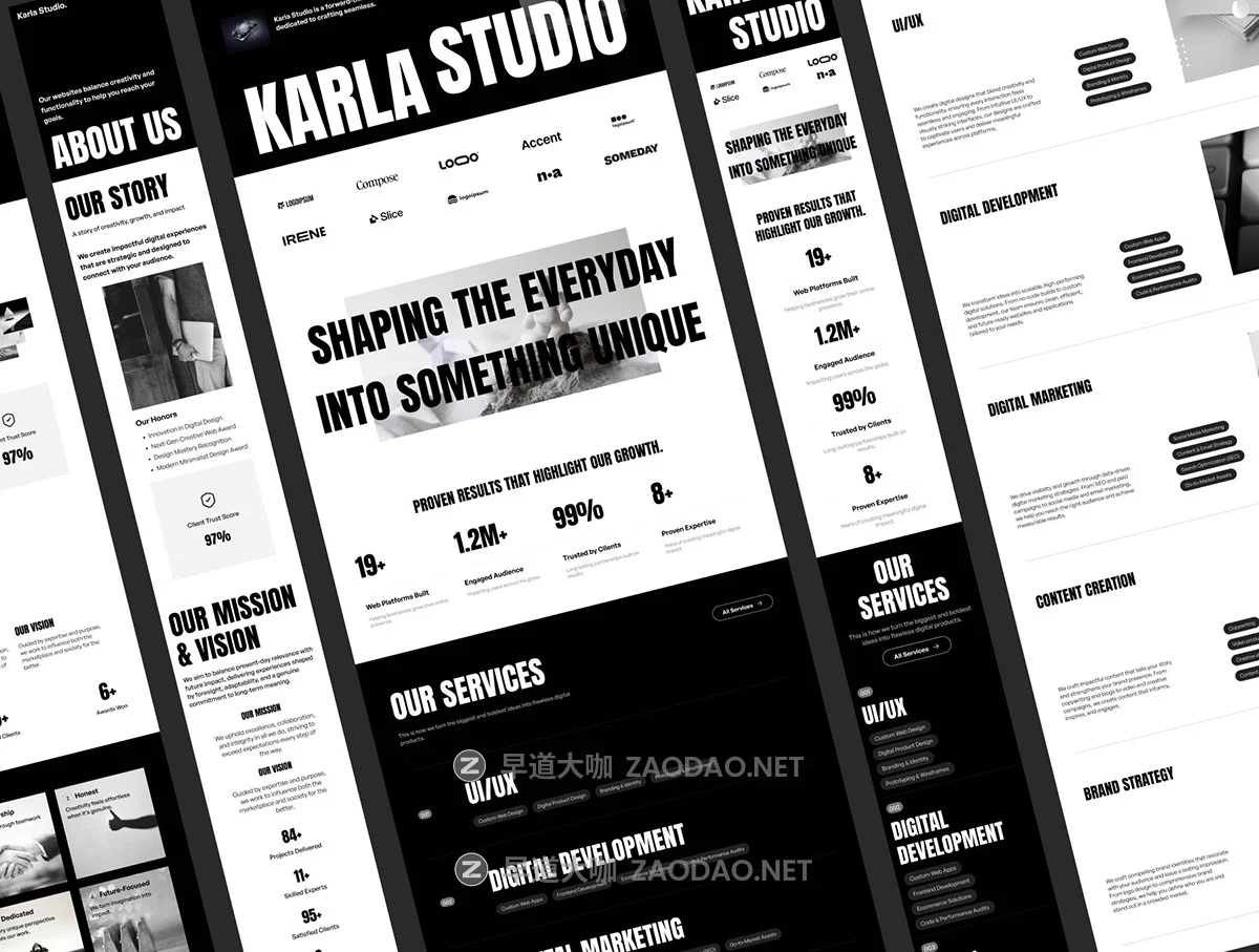 13屏现代时尚个人工作室作品集网站用户登录界面UI设计Figma模板套件 Karla – Creative Studio Website Template UI Kit插图4 13屏现代时尚个人工作室作品集网站用户登录界面UI设计Figma模板套件 Karla – Creative Studio Website Template UI Kit插图4