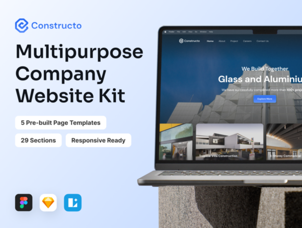 创意响应式住房房地产建筑外观室内设计公司网站登录界面UI设计Figma/Sketch格式模板 Constructo – Multipurpose Company Landing Page UI Kit特色图 创意响应式住房房地产建筑外观室内设计公司网站登录界面UI设计Figma/Sketch格式模板 Constructo – Multipurpose Company Landing Page UI Kit
